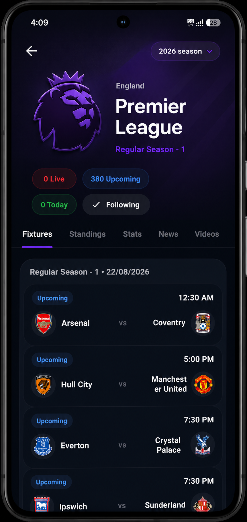 KickVerse app interface